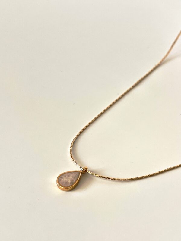 Sedefli Damla Altın Kaplama Tasarım Kolye