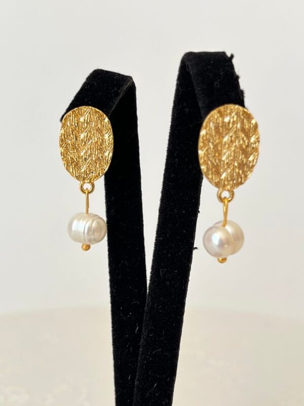 14K Altın Kaplama Gerçek İnci Küpe Tasarımı