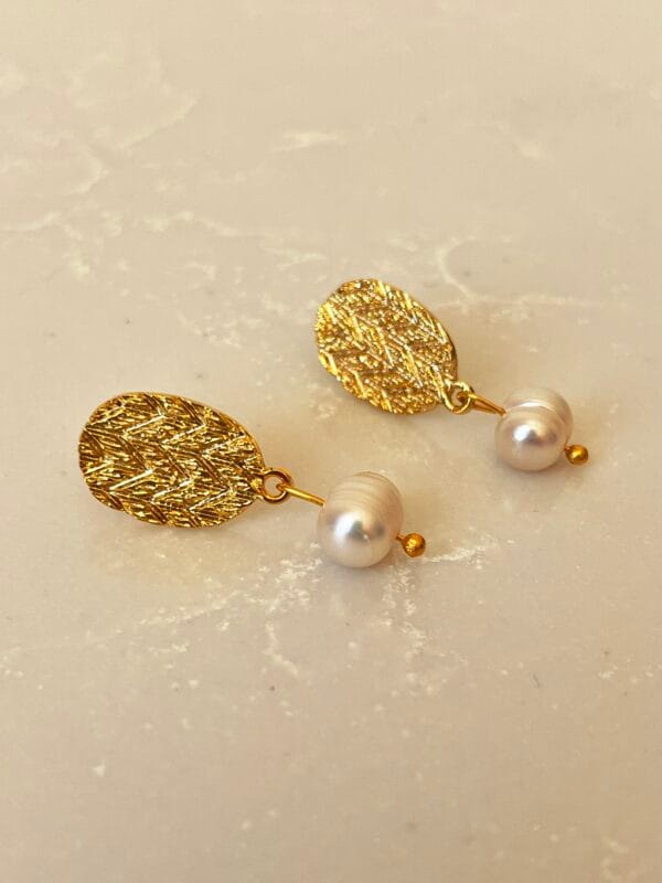 14K Altın Kaplama Gerçek İnci Küpe Tasarımı