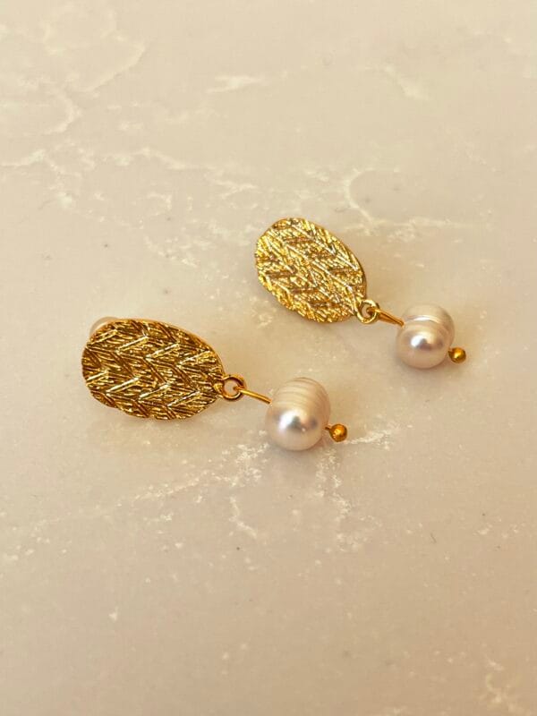 14K Altın Kaplama Gerçek İnci Küpe Tasarımı