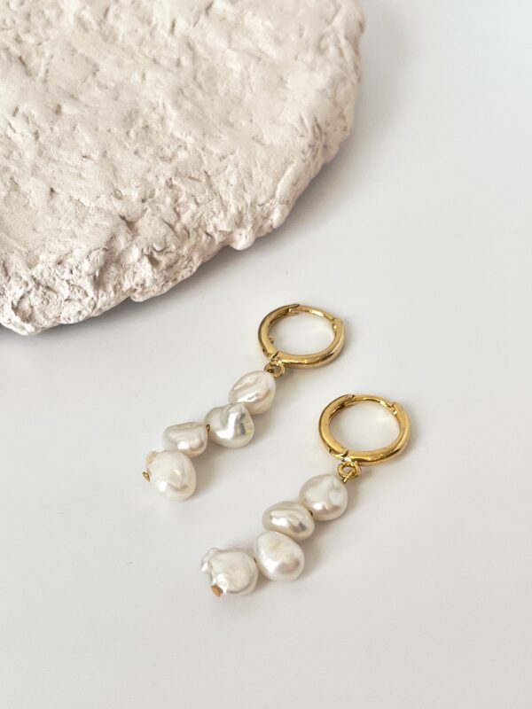 Altın Kaplama Gerçek Tatlı Su İncisi Küpe