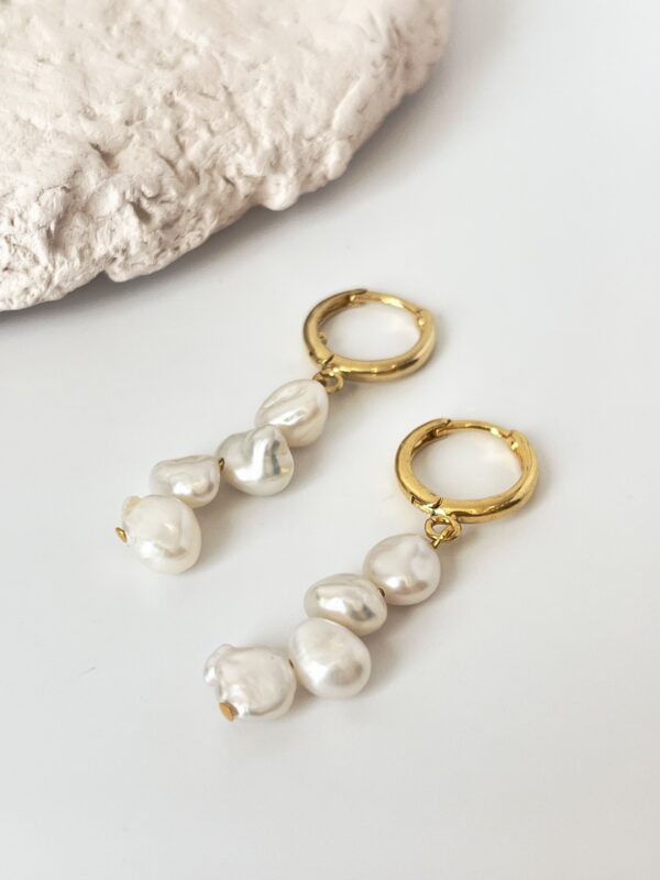 Altın Kaplama Gerçek Tatlı Su İncisi Küpe