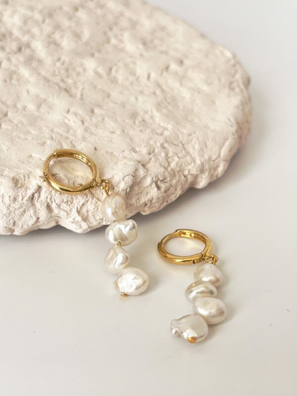 Altın Kaplama Gerçek Tatlı Su İncisi Küpe