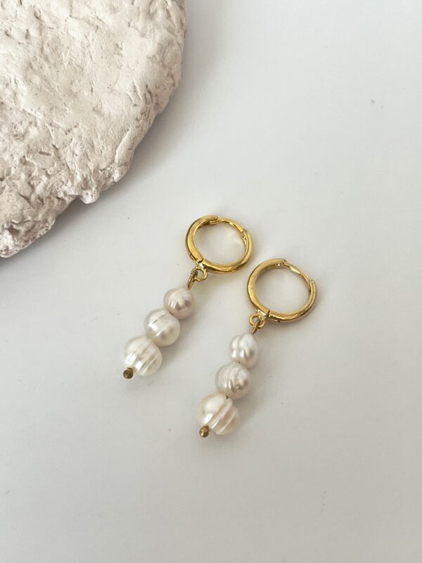 Altın Kaplama Gerçek İnci Halka Küpe