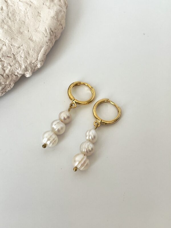 Altın Kaplama Gerçek İnci Halka Küpe