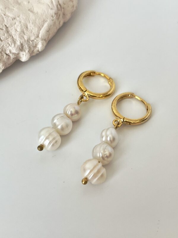 Altın Kaplama Gerçek İnci Halka Küpe