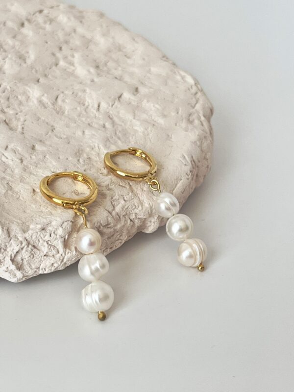 Altın Kaplama Gerçek İnci Halka Küpe