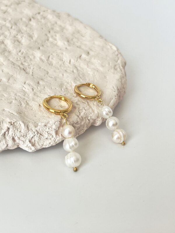 Altın Kaplama Gerçek İnci Halka Küpe