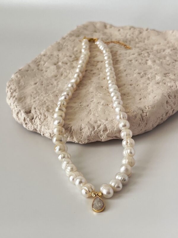 Altın Kaplama Sedefli Gerçek İnci Kolye