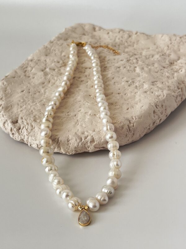 Altın Kaplama Sedefli Gerçek İnci Kolye