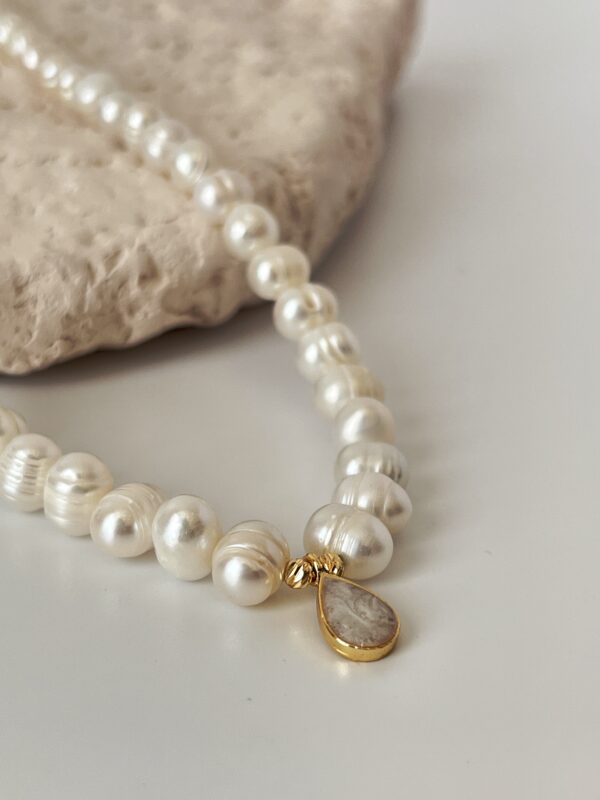 Altın Kaplama Sedefli Gerçek İnci Kolye