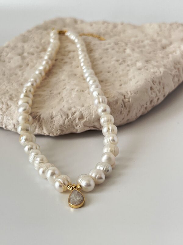 Altın Kaplama Sedefli Gerçek İnci Kolye