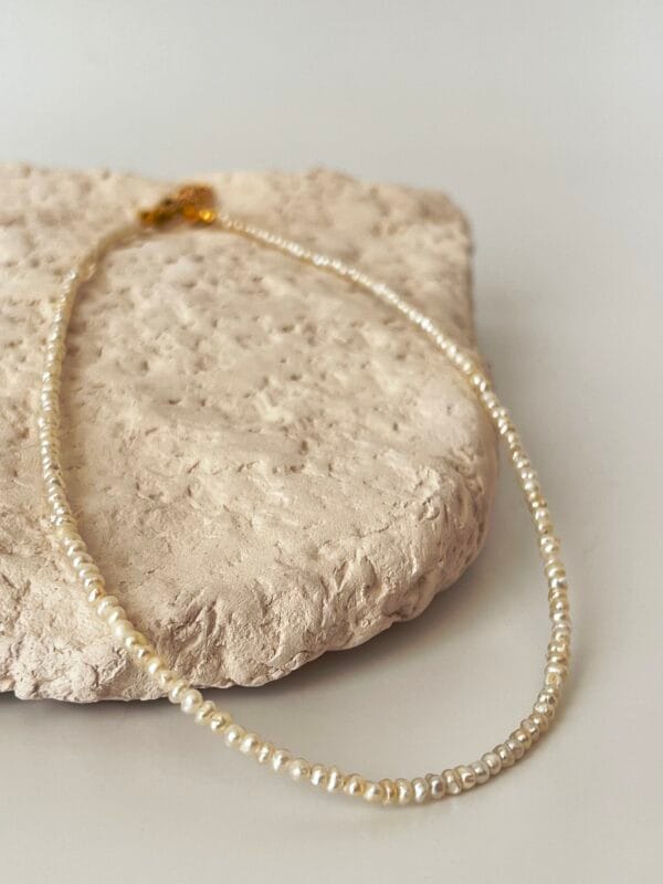 Gerçek Kum inci Kolye (925 Ayar Gümüş Üzeri Altın Kaplama)