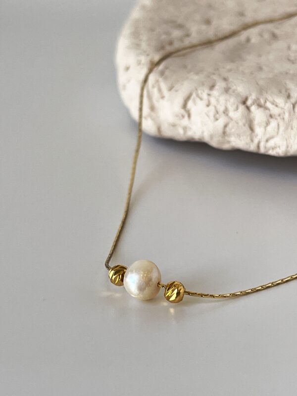 Gerçek İnci Detaylı 18K Altın Kaplama Tasarım Kolye