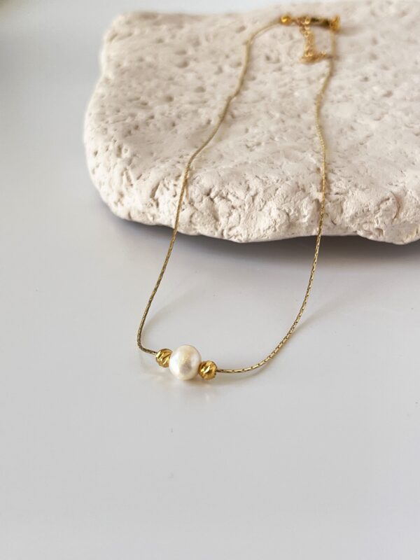 Gerçek İnci Detaylı 18K Altın Kaplama Tasarım Kolye