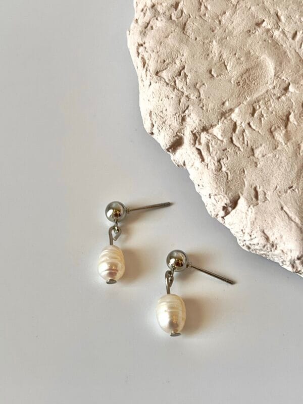 Gümüş İnci Tasarım Küpe