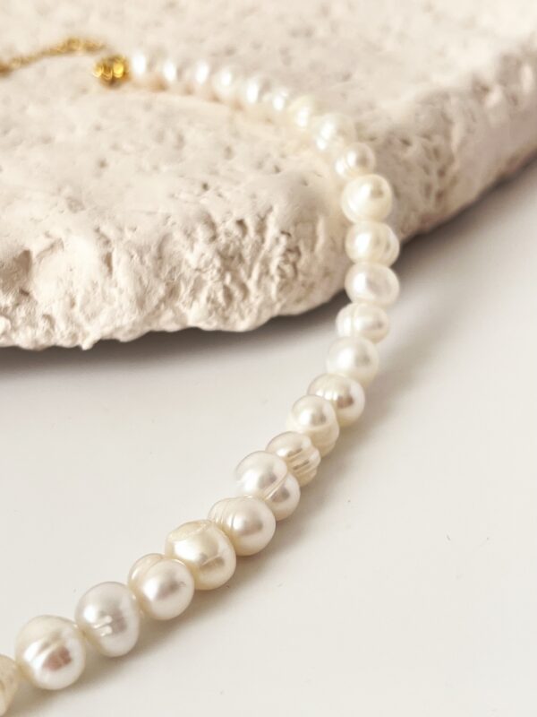 14K Altın Kaplama Zincir ve Gerçek İnci Birleşim Tasarım Kolye