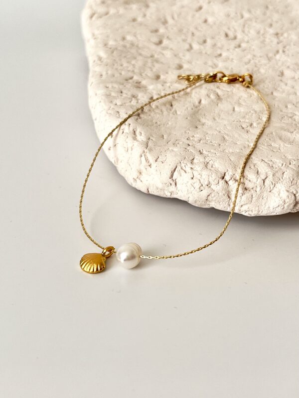 Minimal Tasarım Gerçek İnci Detaylı Halhal