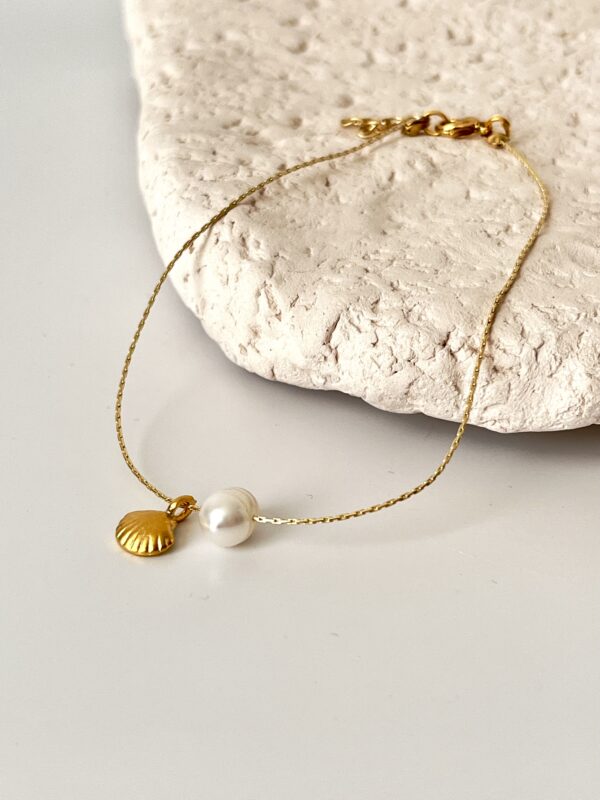 Minimal Tasarım Gerçek İnci Detaylı Halhal