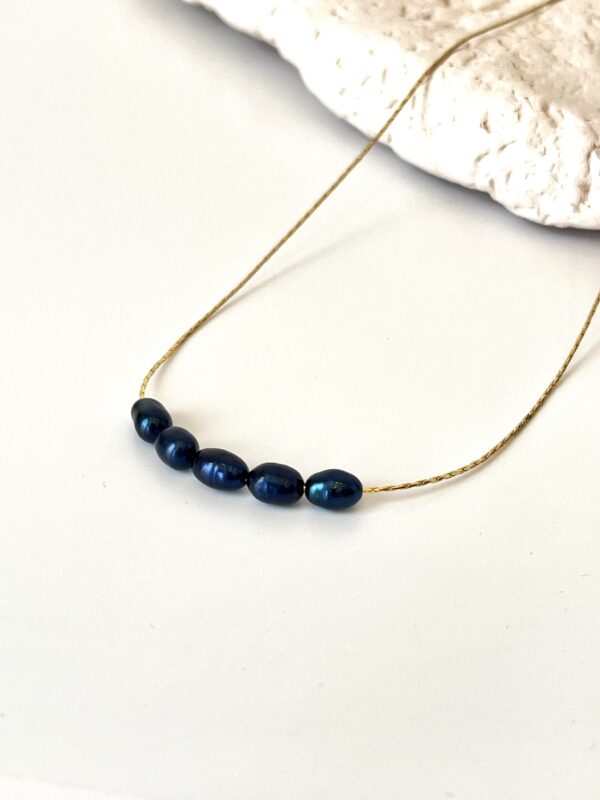 14K Altın Kaplama Minimal Siyah İnci Kolye