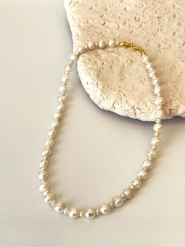 925 Ayar Gümüş Üzeri 18K Altın Kaplama Gerçek İnci Kolye