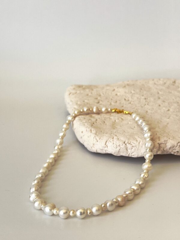 925 Ayar Gümüş Üzeri 18K Altın Kaplama Gerçek İnci Kolye