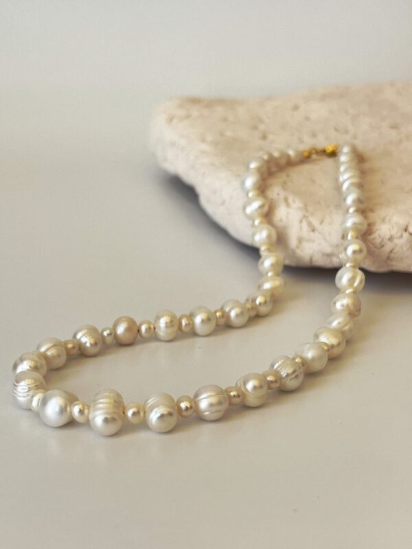 925 Ayar Gümüş Üzeri 18K Altın Kaplama Gerçek İnci Kolye