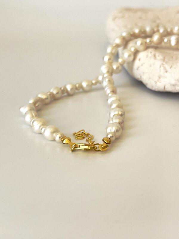 925 Ayar Gümüş Üzeri 18K Altın Kaplama Gerçek İnci Kolye