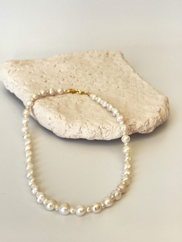 925 Ayar Gümüş Üzeri 18K Altın Kaplama Gerçek İnci Kolye