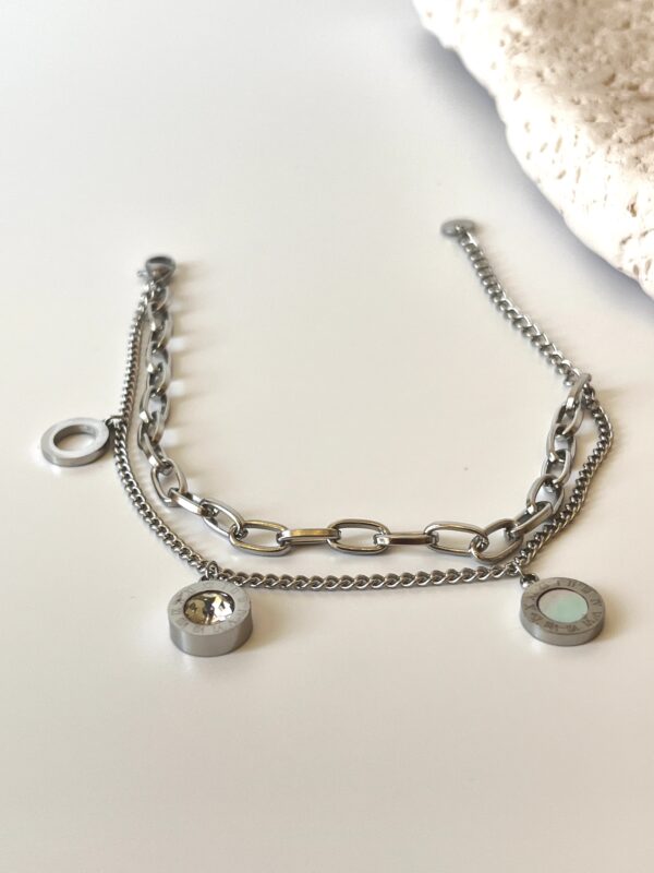 Zirkon Taşlı Çelik Bileklik