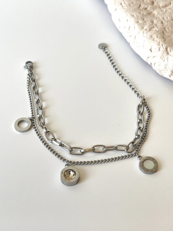 Zirkon Taşlı Çelik Bileklik