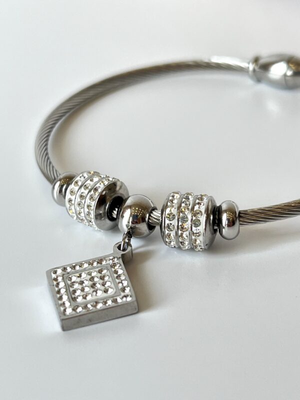 Zirkon Taşlı Çelik Pandora Bileklik