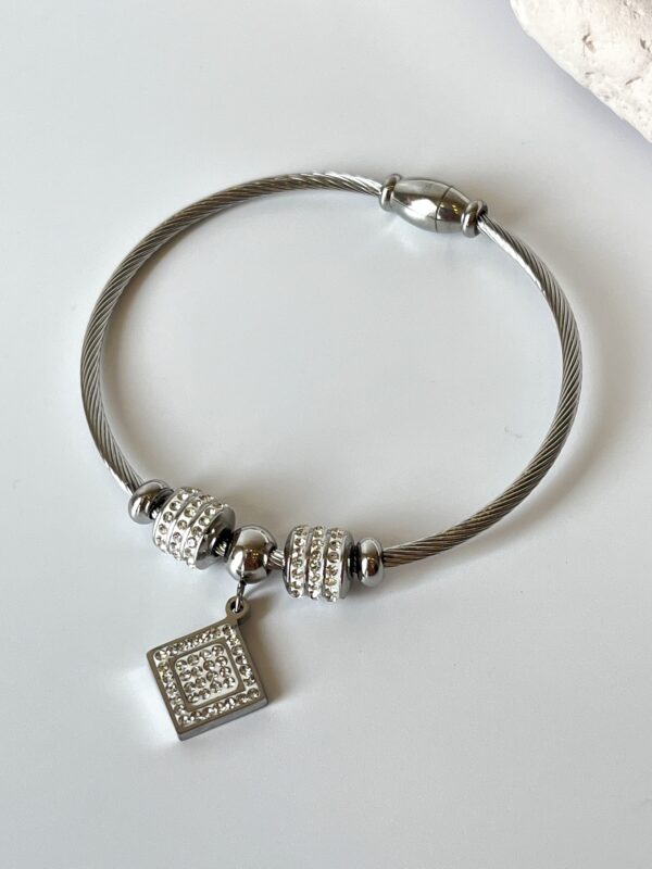 Zirkon Taşlı Çelik Pandora Bileklik