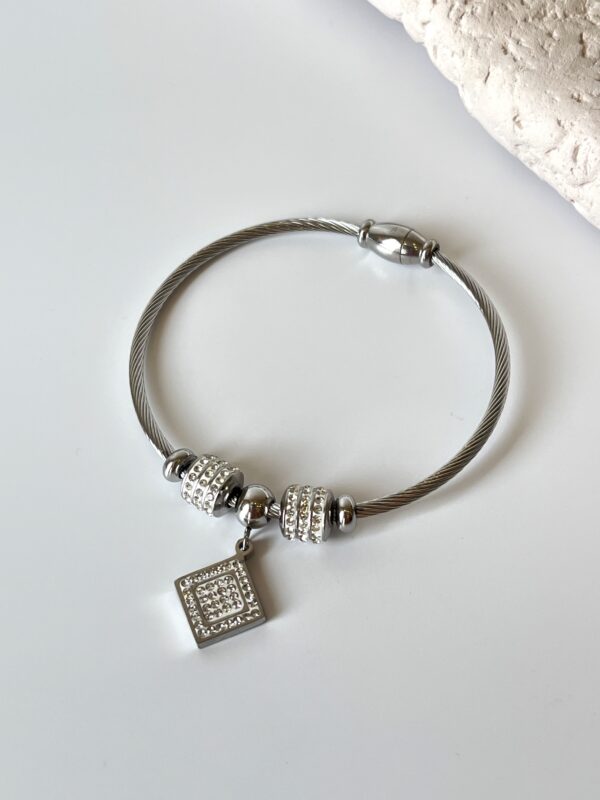 Zirkon Taşlı Çelik Pandora Bileklik