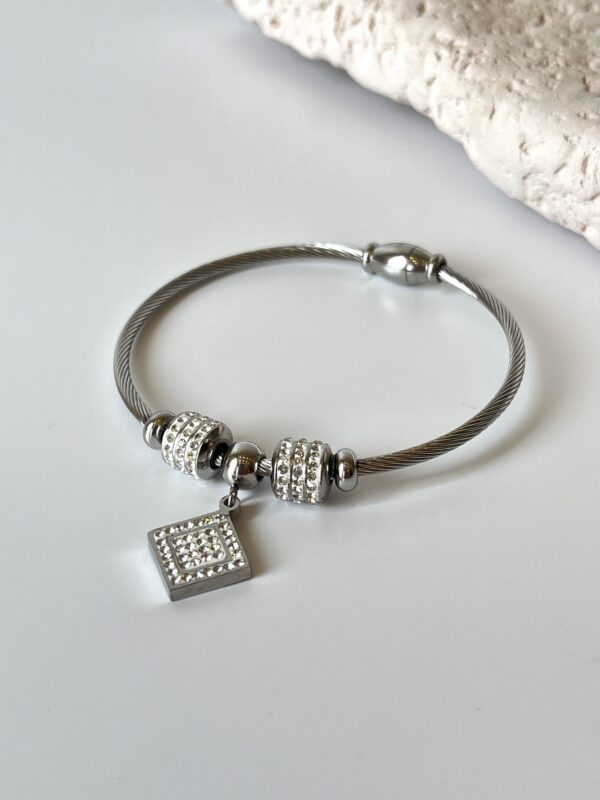 Zirkon Taşlı Çelik Pandora Bileklik