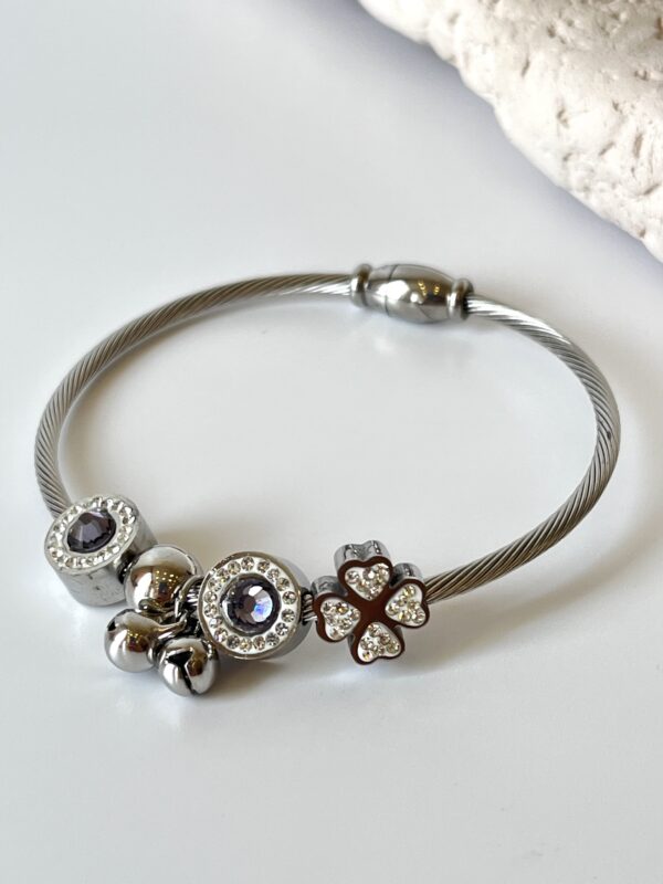 Zirkon Taşlı Çelik Pandora Bileklik