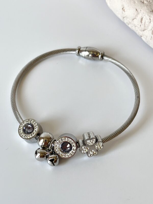 Zirkon Taşlı Çelik Pandora Bileklik