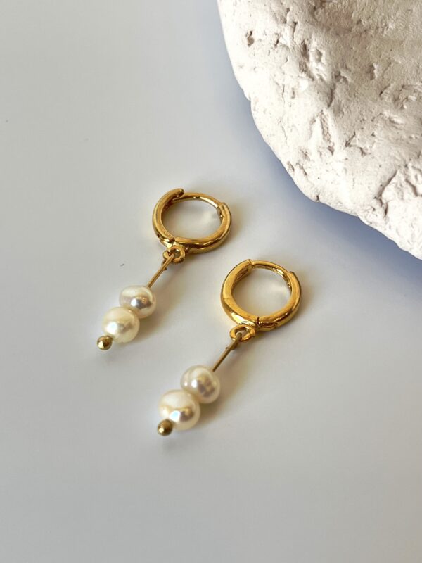 14K Altın Kaplama Tasarım Gerçek İnci Küpe