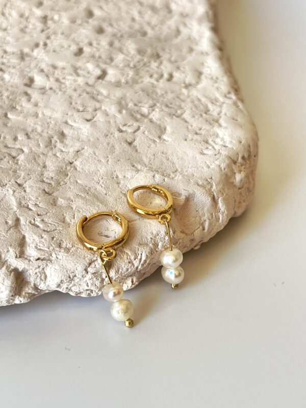 14K Altın Kaplama Tasarım Gerçek İnci Küpe