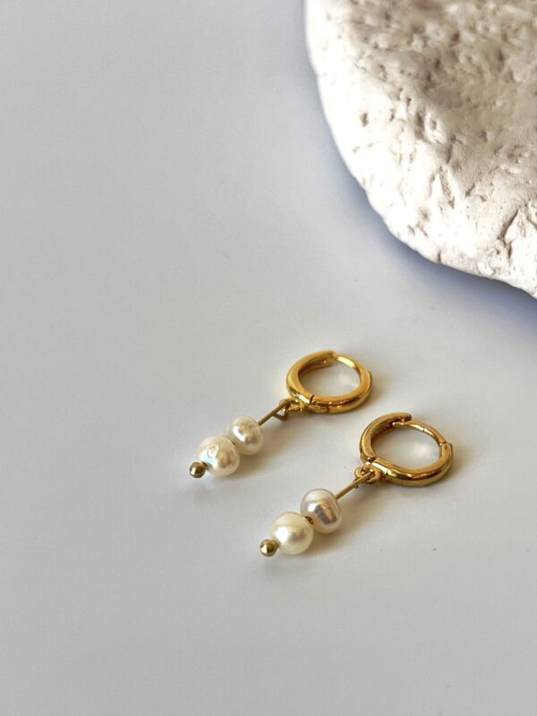 14K Altın Kaplama Tasarım Gerçek İnci Küpe