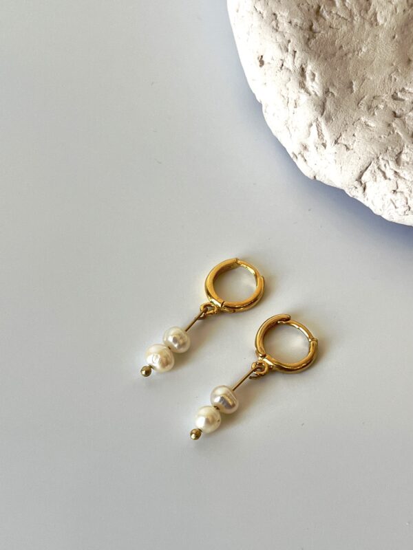 14K Altın Kaplama Tasarım Gerçek İnci Küpe