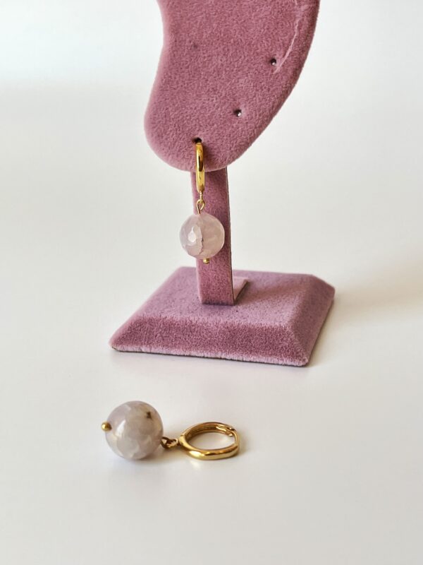 Morganit Akik Doğaltaşlı Tasarım Küpe