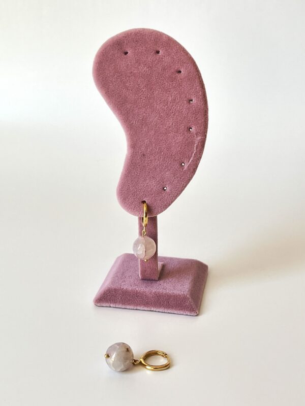 Morganit Akik Doğaltaşlı Tasarım Küpe