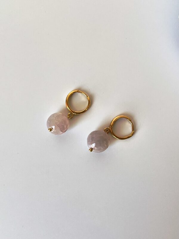 Morganit Akik Doğaltaşlı Tasarım Küpe