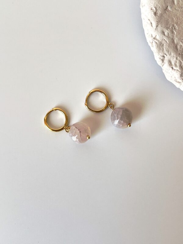 Morganit Akik Doğaltaşlı Tasarım Küpe