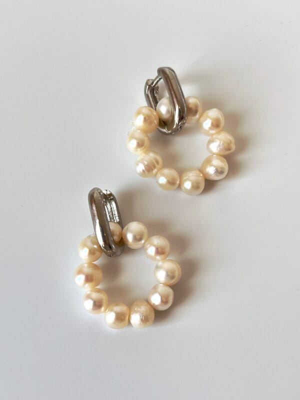 Rodyum Kaplama Gerçek İnci Küpe (Tasarım)