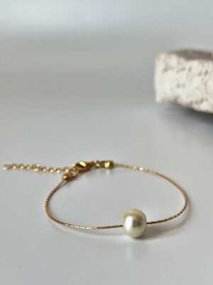 Cam İnci Detaylı Altın Kaplama Bileklik