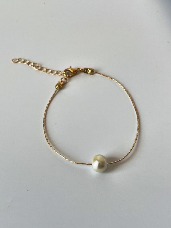 Cam İnci Detaylı Altın Kaplama Bileklik