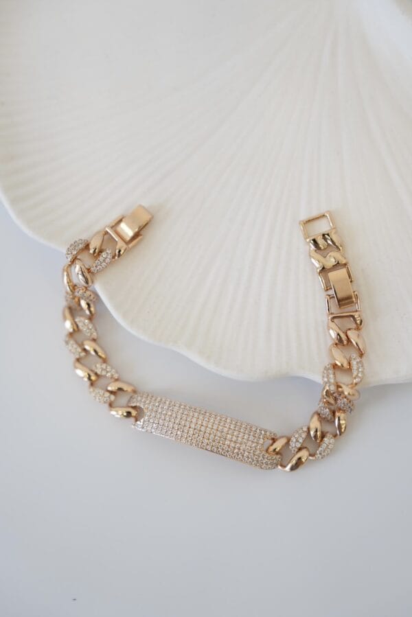 Zirkon Taş Kaplama Zincir Model Vip Bileklik