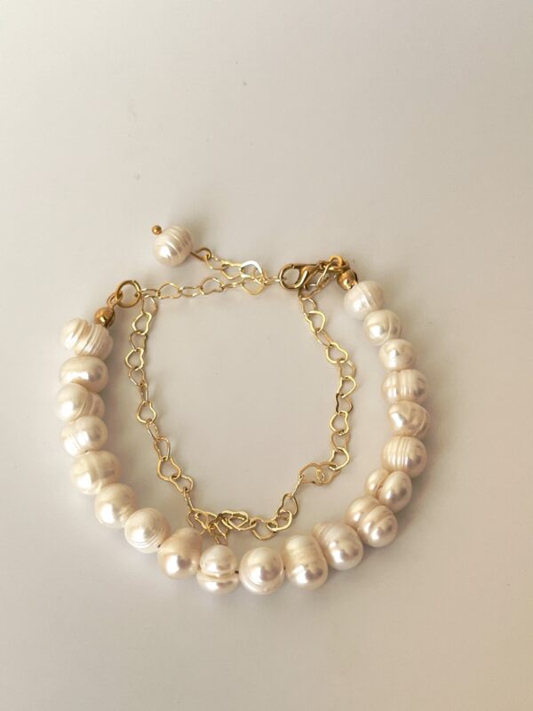 Pirinç Üzeri Altın Kaplama Tasarım Gerçek İnci Bileklik